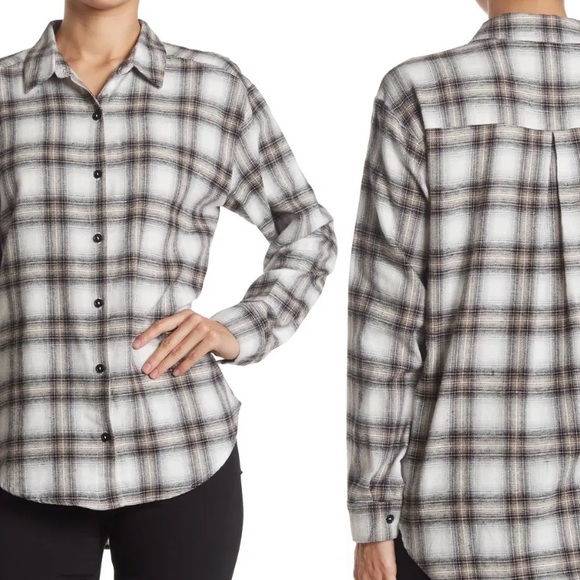 (A6) ABOUND Black White CeCe Oversized Plaid Button down front Shirt, Sz 3X, NWT - Picture 2 of 10
